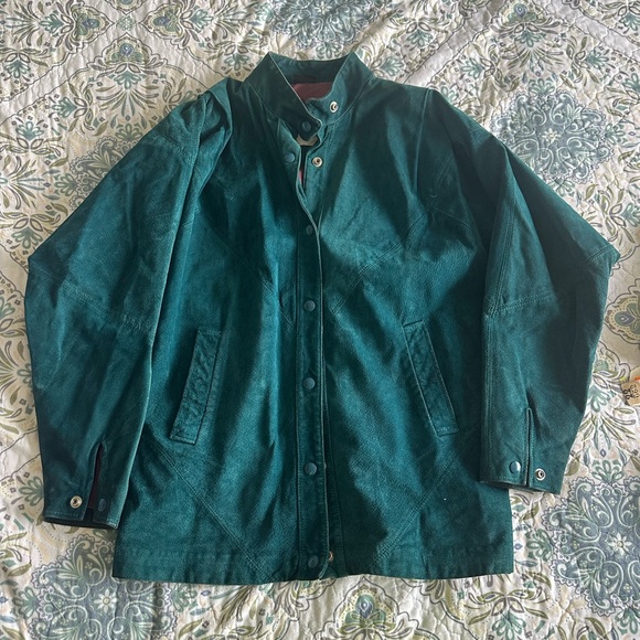 Ada Jackets & Blazers - Vintage teal oversized leather lined jacket